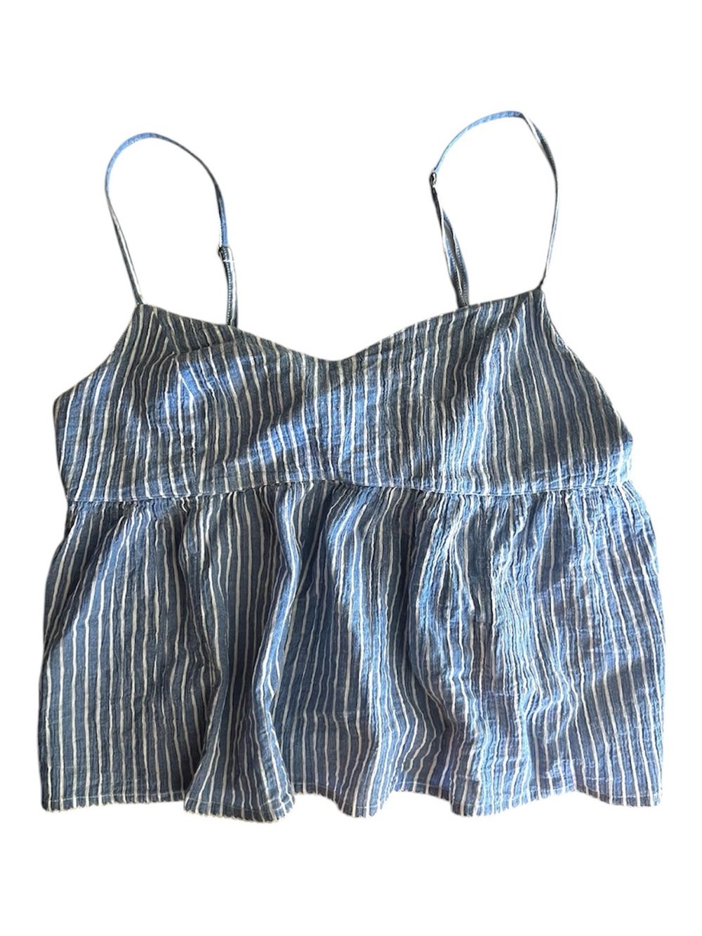 Abercrombie & Fitch Blue/White Striped Open Back Tank Top Junior Size Small